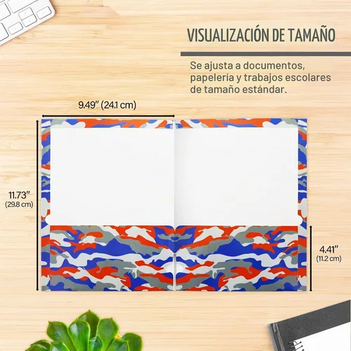Vista 2 de BAZIC Products Carpeta de papel de camuflaje con 2 bolsillos, juego de 6 Camuflaje - 6 colores surtidos