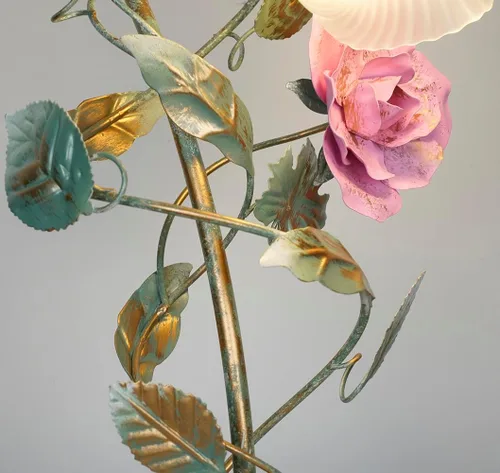 Vista 9 de Meefad Lámpara de mesa floral, elegantes lámparas de mesita de noche con pantalla de cristal, luz nocturna para niñas para escritorio pequeño
