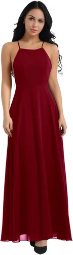 Vista 4 de YiZYiF - Vestido de fiesta de gasa para mujer sin espalda