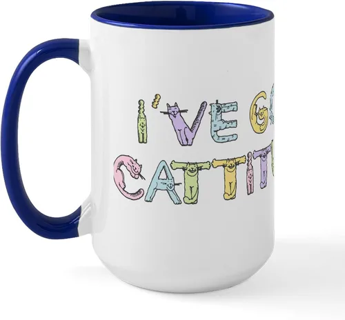 Vista 30 de CafePress Cattitude Funny Cat Saying Taza Grande de Café de Cerámica 15 oz (444 ml)