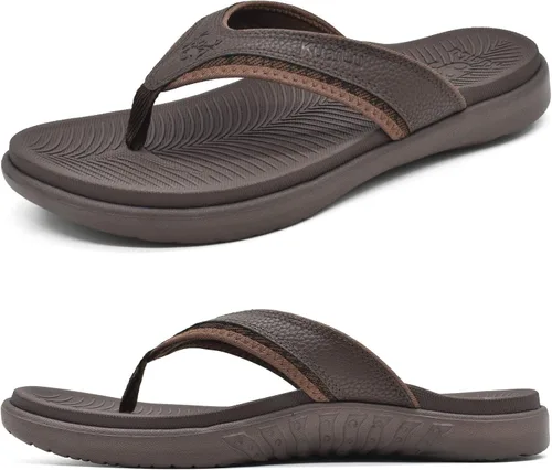 Vista 20 de KuaiLu - Sandalias deportivas para hombre con soporte de arco ortopédico estilo tanga con soporte para fascitis plantar para exteriores, de verano