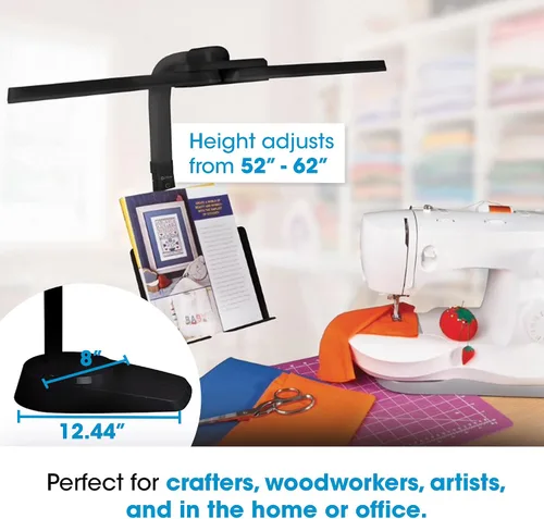 Vista 6 de OttLite Lámpara de pie LED de doble pantalla con soporte ajustable, amplia gama de iluminación con puerto de carga USB de 2.1 A integrado y cuello