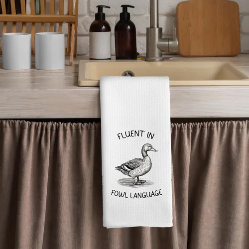 Vista 3 de Divertidas toallas de cocina de pato – Toallas de cocina humorísticas de niña de campo, decoración de baño de pato retro, paños de cocina