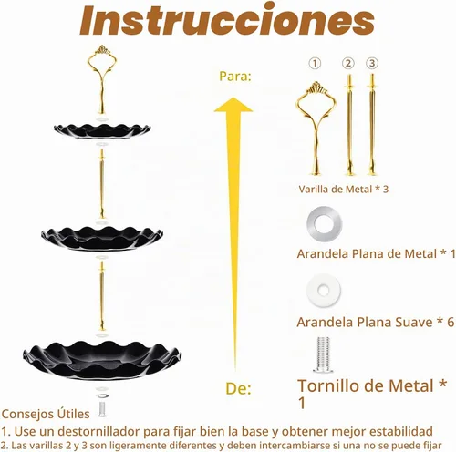 Vista 7 de BACUTHY Soporte para cupcakes de 3 niveles, soporte de torre de pastel de Negro