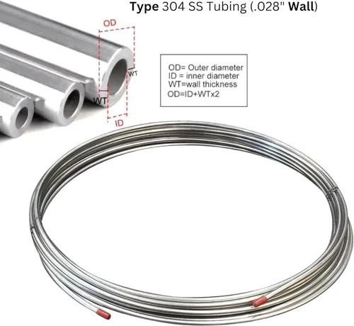 Vista 3 de NY Brew Supply Bobina de tubo de acero inoxidable, tipo 304 - 1/2" OD x .028, 50 pies