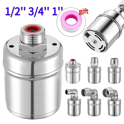 Vista 2 de 1/2'' 3/4'' 1'' Automatic Water Level Control Stainless Steel Floating Ball Valve Mini Float Tank Anti Corrosion(1/2",Side Water Inlet)
