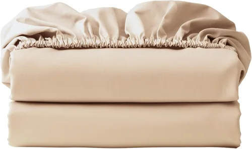 Vista 23 de 2 paquetes de sábanas ajustables 100% algodón egipcio tamaño TwinXL, sábana ajustable de 600 hilos de algodón, sábana bajera con bolsillo profundo