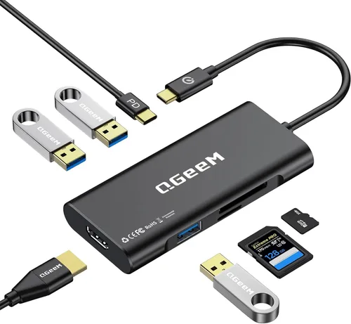 Vista 11 de Hub USB C, estación de acoplamiento para laptop 10 en 1, monitor dual individual 8K y 2x4K @60Hz, adaptador multipuerto tipo C con 2 HDMI, PD100W