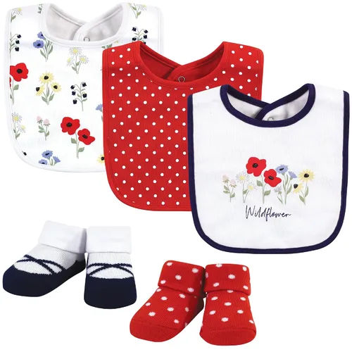Vista 8 de Hudson Baby Conjunto de babero y calcetines unisex de algodón para bebé, Tamaño único Chica Calabaza