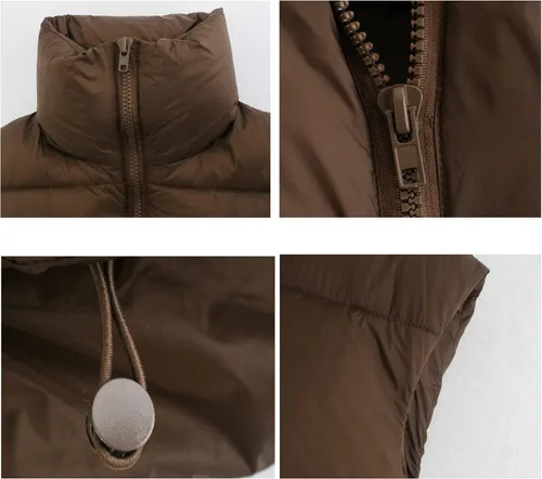 Vista 6 de Bozanly Chaleco acolchado corto para mujer, con cremallera, cuello alto, sin mangas, acolchado