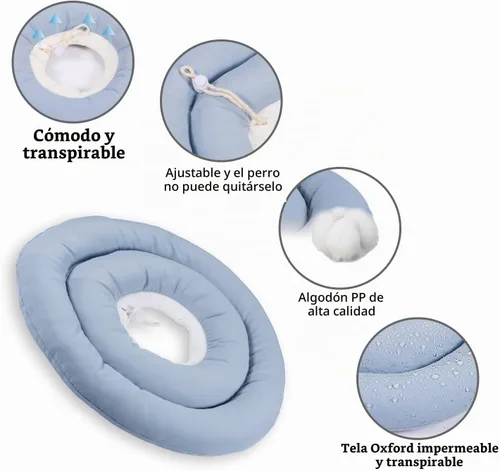 Vista 4 de Gagabody Cono de Perro Suave Alternativo para Perros Pequeños, Gatos y Perros Medianos - Collar Isabelino Ajustable y Cómodo para Recuperación Azul