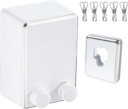 Vista 12 de Tendedero retráctil para exteriores e interiores, resistente de acero inoxidable ajustable con cuerda de secado de alambre con funda de ABS +