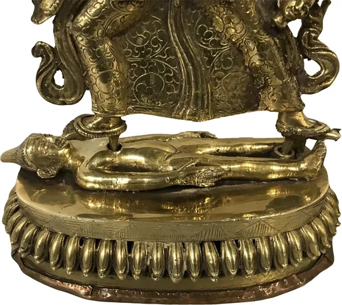 Vista 2 de Agan Traders Estatua de bronce de 8 brazos negro Kali Fierce Goddess Decoración para el hogar, comercio justo, Nepal