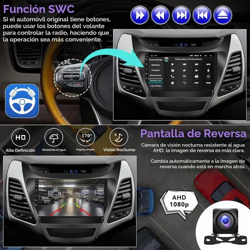 Vista 7 de [HiFi Audio] 2+64G Android Car Stereo para Hyundai Elantra 2014-2016 Wireless Apple Carplay Android Auto 9 pulgadas Pantalla táctil Navegación