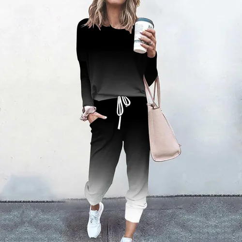 Vista 2 de Lounge Sets for Women Sweatsuits Sets Two Piece Outfit Long Sleeve Shirts and Pant Loose Workout Athletic Tracksuits