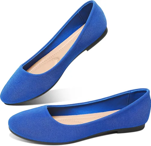 Vista 15 de Obtaom Zapatos planos de puntera redonda para mujer, zapatos de ballet negros para niñas