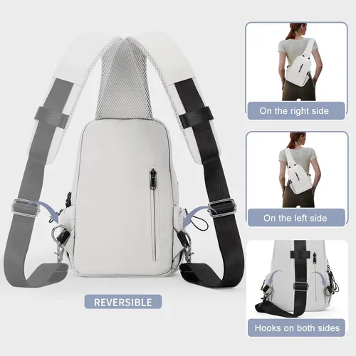 Vista 6 de Bolsa de mensajero para hombres, mochila cruzada pequeña, bolsa de hombro para hombres y mujeres, mochila con correa de lona