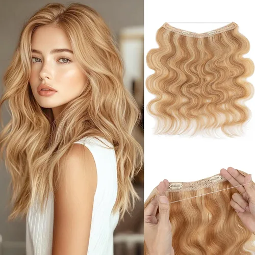Vista 49 de Extensiones de cabello humano real, extensiones de cabello humano 100 % humano, extensiones de clip, ondulado, negro azabache 01, 2.46 oz/18 pulgadas