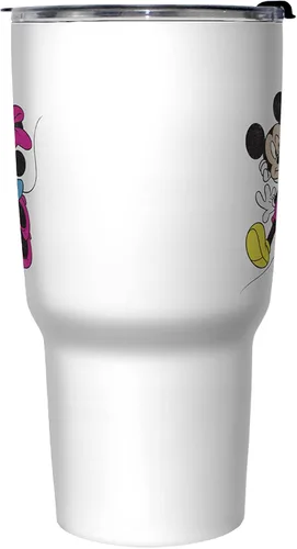 Vista 2 de Disney Mickey Minnie Love - Taza de viaje aislada de acero inoxidable de 27 onzas, multicolor