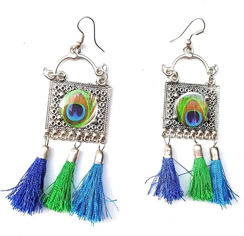 Vista 3 de Hawker indio alemán plata oxidada mujeres pavo real Chokar Neckalce