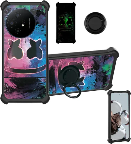 Vista 78 de Aroepurt Funda compatible con Nothing Phone 2a Phone Case Cover [PC duro + silicona suave] [soporte de anillo] [efecto luminoso] YGH-BQ