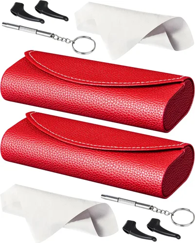 Vista 11 de RayLove Hard Shell Glasses Case, Lightweight Leather Eyeglass Case, Travel-Friendly Sunglasses Protector for Men & Women