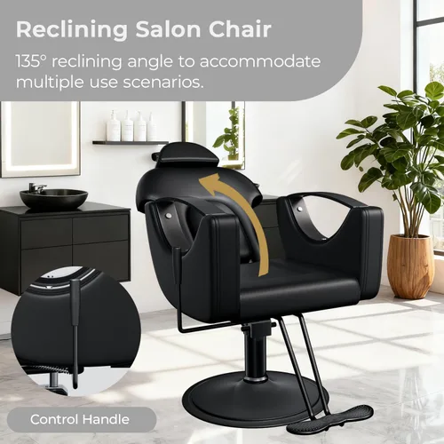 Vista 9 de Silla de salón, silla reclinable para estilista, silla de peluquería con bomba hidráulica resistente, silla de peluquería para peluquería trenzada