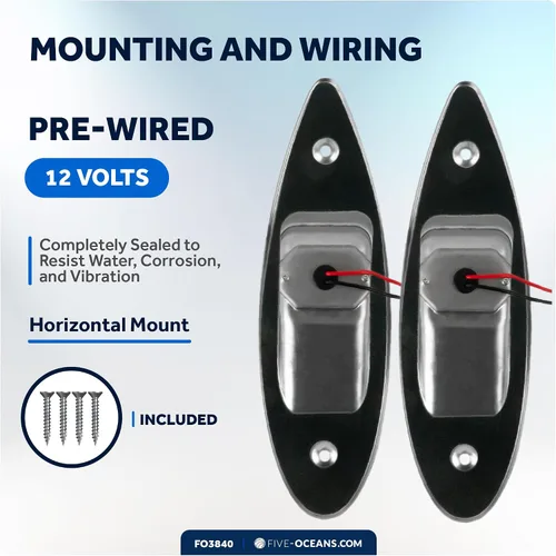 Vista 6 de Five Oceans Luces de navegación para barcos, luz de arco LED, luces de navegación para barcos rojas y verdes, luz lateral de montaje vertical, 12 V