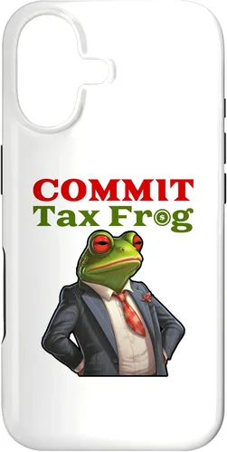 Vista 32 de Funda para iPhone 16 Commit Tax Frog Funny Fraud Meme Case
