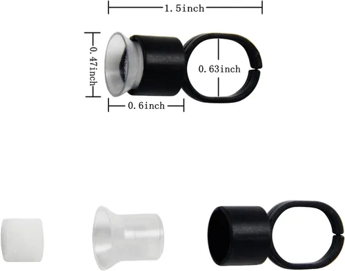 Vista 2 de KingWei KingWei - 50 anillos de tinta, 50 anillos de pegamento de pigmento microblading con cápsulas de tinta de esponja, extensiones de maquillaje