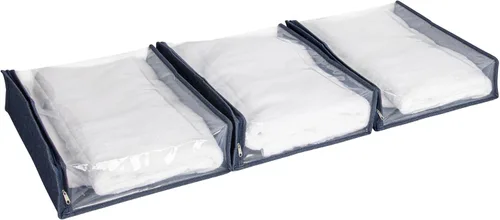 Vista 8 de Household Essentials Bolsas de almacenamiento para suéter con cremallera para debajo de la cama con panel de visión transparente, juego de 3