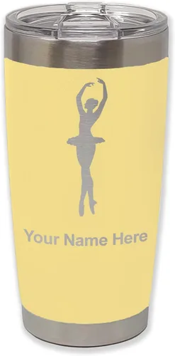 Vista 13 de LaserGram Vaso aislado al vacío de 20 onzas, bailarina de ballet, grabado personalizado incluido (negro)
