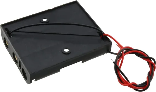 Vista 4 de Caja de almacenamiento con 3 pilas AA con cables de 10 pulgadas, soporte de batería AA de 3 ranuras con cables