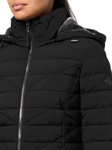Vista 3 de Nautica Chaqueta acolchada de peso medio con capucha y ribete de piel sintética para mujer Negro