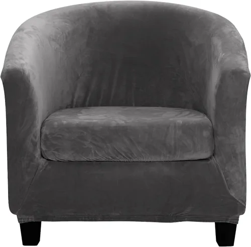 Vista 18 de ele ELEOPTION Funda de terciopelo para silla de club, 2 piezas, funda protectora de muebles con parte inferior elástica, funda de sofá súper suave 01