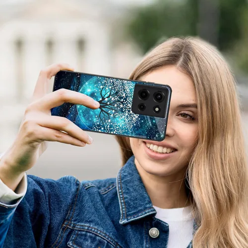 Vista 349 de Funda para Motorola Moto Edge 2022, cubierta trasera de vidrio templado con protector de pantalla, funda protectora a prueba de golpes para Motorola
