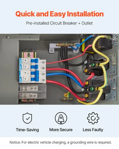 Vista 5 de VEVOR Panel de salida de energía temporal, caja de interruptor eléctrico para RV resistente a la intemperie con receptáculo de 20/30/50 amperios