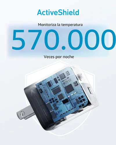 Vista 5 de Anker Bloque de cargador USB C, cargador compacto de 2 puertos de 33 W con enchufe plegable para iPhone serie 17/16, Galaxy y más