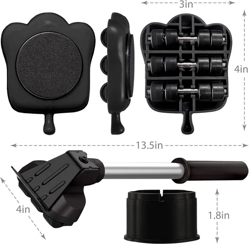 Vista 4 de Elevador de muebles resistente con 4 deslizadores para un movimiento fácil y seguro, rodillo para electrodomésticos adecuado para sofás, sofás cama
