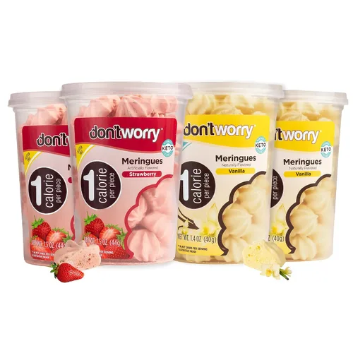 Vista 8 de Don't Worry Galletas de merengue Doble sabor a chocolate y galletas y crema Dulce bajo en azúcar con 4 calorías por unidad Postre keto