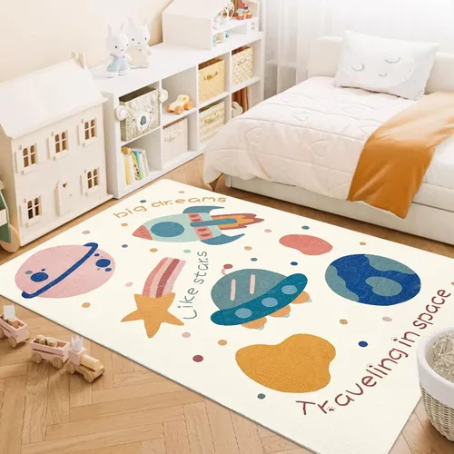 Vista 9 de ABREEZE Tapete redondo de juego para niños, de 4 pies, de lana sintética, esponjoso, tapete para puerta de guardería, tapete de felpa suave