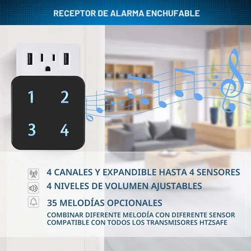 Vista 5 de Sistema de alarma solar para entrada: alarma de entrada de 1/2 milla-1 receptor + 1 sensor