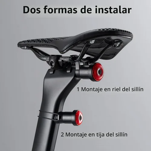 Vista 5 de ROCKBROS - Luz trasera para bicicleta, detección inteligente de frenos, encendido/apagado automático, 5 modos, USB-C