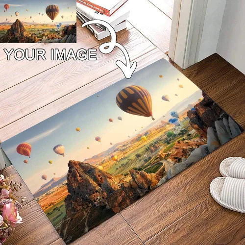 Vista 2 de Alfombras personalizadas para dormitorio, estéticas personalizadas con logotipo y foto, tapete para puerta, antideslizante, lavable, alfombra