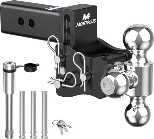 Vista 22 de MOSTPLUS Enganche de remolque, receptor de 2 pulgadas, montaje de bola doble con bolas de 2 pulgadas y 2-5/16 pulgadas, 8,000-20,000 libras GTW