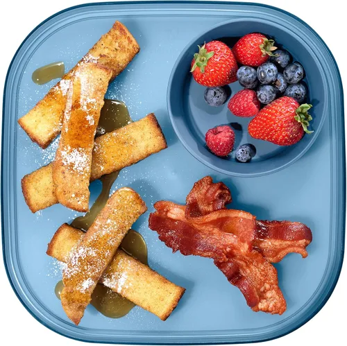 Vista 6 de madesmart dipware - Bandeja de 3 tazones, apilables y extraíbles para embutidos, guacomole, aperitivos, verduras, apto para lavavajillas y Azul