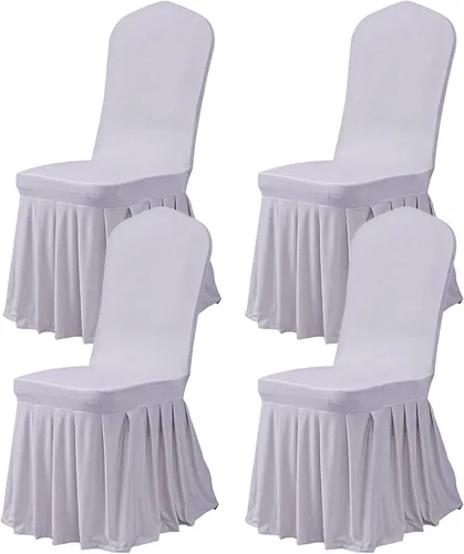 Vista 30 de Dimatic Juego de 2 fundas elásticas para sillas de comedor, fundas Parsons con falda, de elastano súper ajuste, funda protectora de asiento para Azul