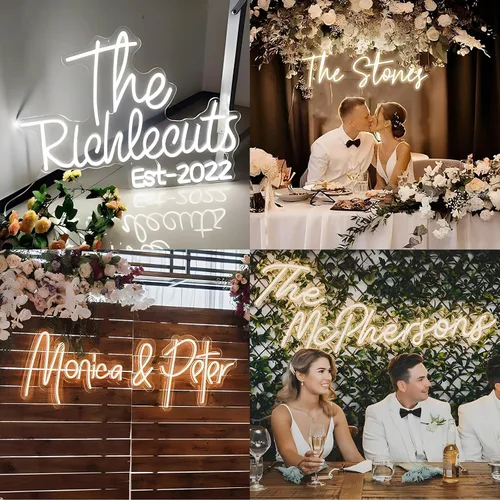 Vista 3 de HDJSIGN Letrero de neón personalizado para decoración de pared, letreros de luz de neón LED personalizables, luces de boda, dormitorio, hogar, sala