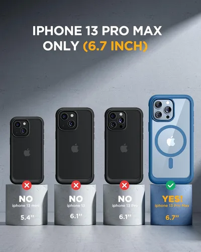 Vista 7 de Miracase - Funda magnética para iPhone 13 Pro Max de 6.7 pulgadas (compatible con MagSafe), transparente, completo, protector de pantalla de vidrio