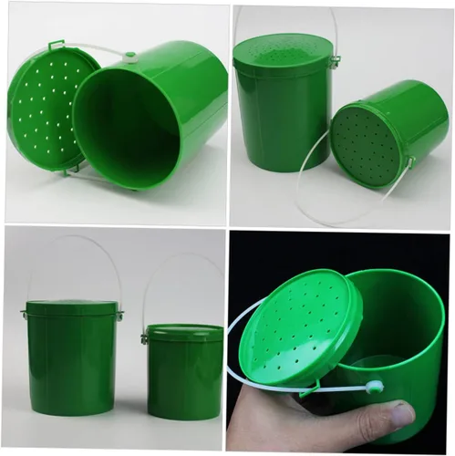 Vista 7 de Cubo de cebo de pesca 2 unids cubo de gusano Caja de almacenamiento de plástico para Guardar Contenedor de plástico con tapa Cubo Herramienta